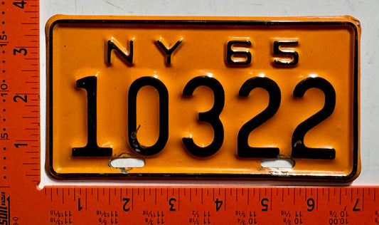 1965 New York #10322 Motorcycle License Plate