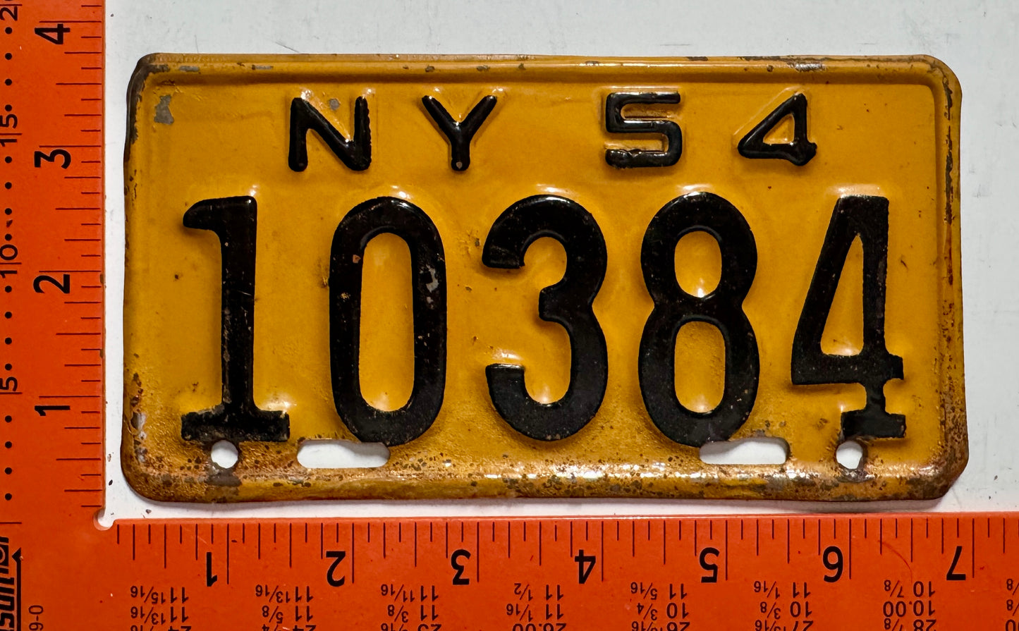 1954 New York #10384 Motorcycle License Plate