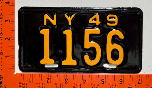 1949 New York #1156 Motorcycle License Plate (Repaint)