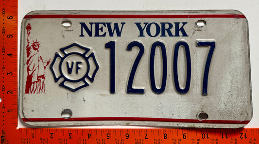 undated New York #12007 Volunteer Firefighter License Plate