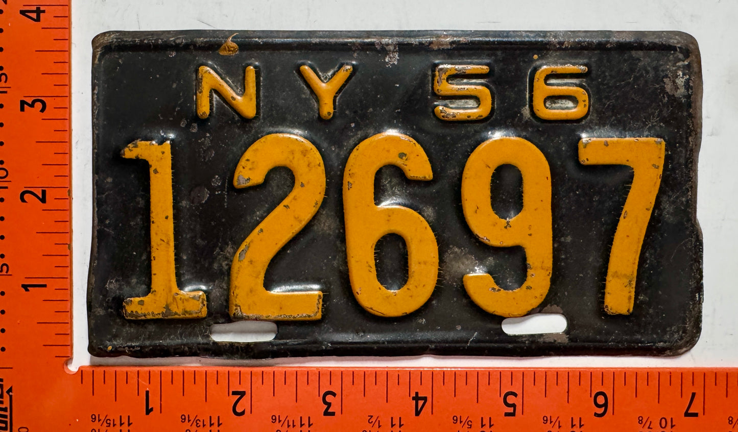 1956 New York #12697 Motorcycle License Plate