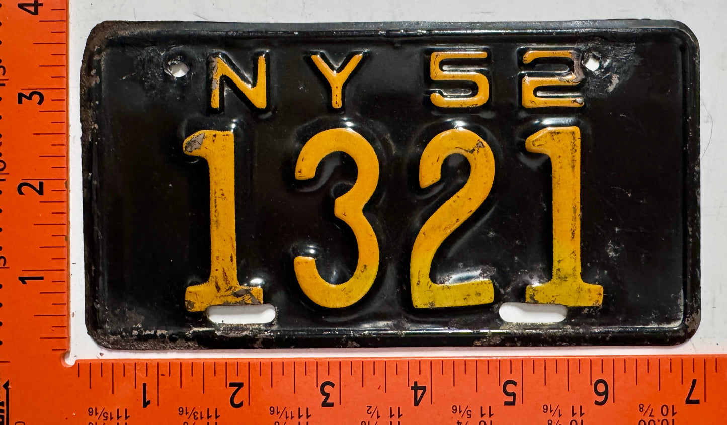 1952 New York #1321 Motorcycle License Plate