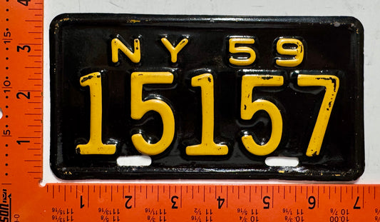 1959 New York #15157 Motorcycle License Plate (Repaint)