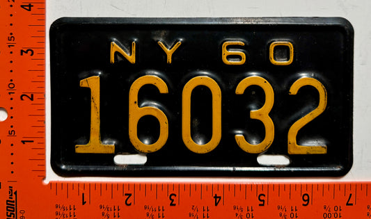 1960 New York #16032 Motorcycle License Plate