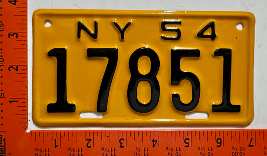 1954 New York #17851 Motorcycle License Plate (Repaint)