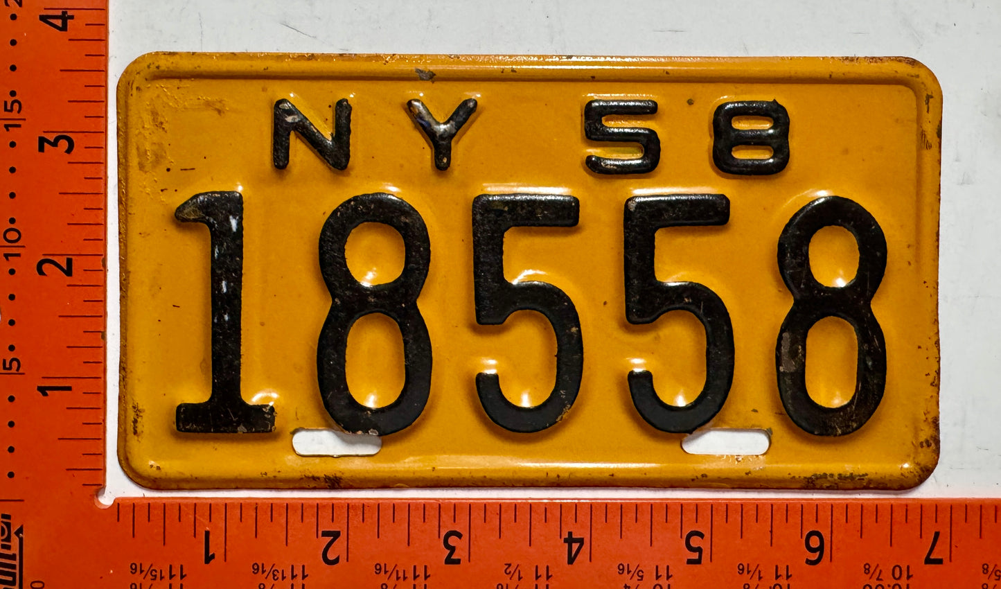 1958 New York #18558 Motorcycle License Plate