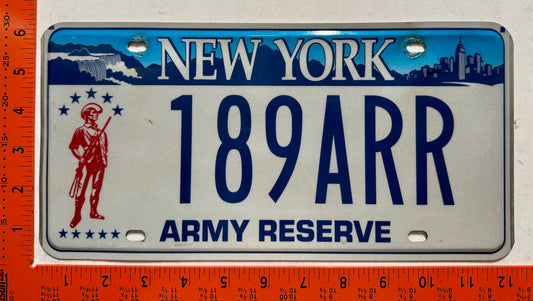 undated New York #189ARR Army Reserve License Plate