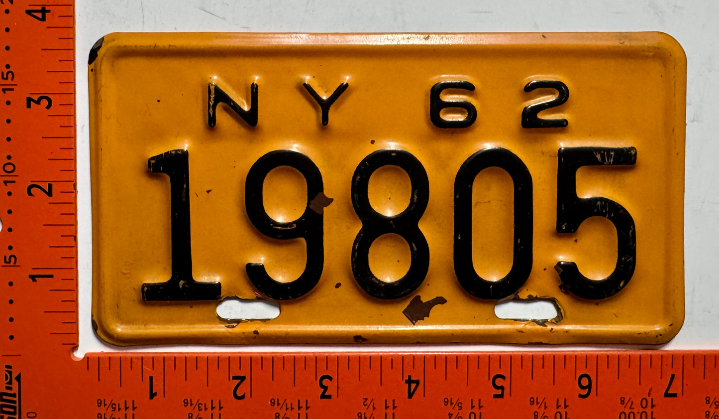 1962 New York #19805 Motorcycle License Plate