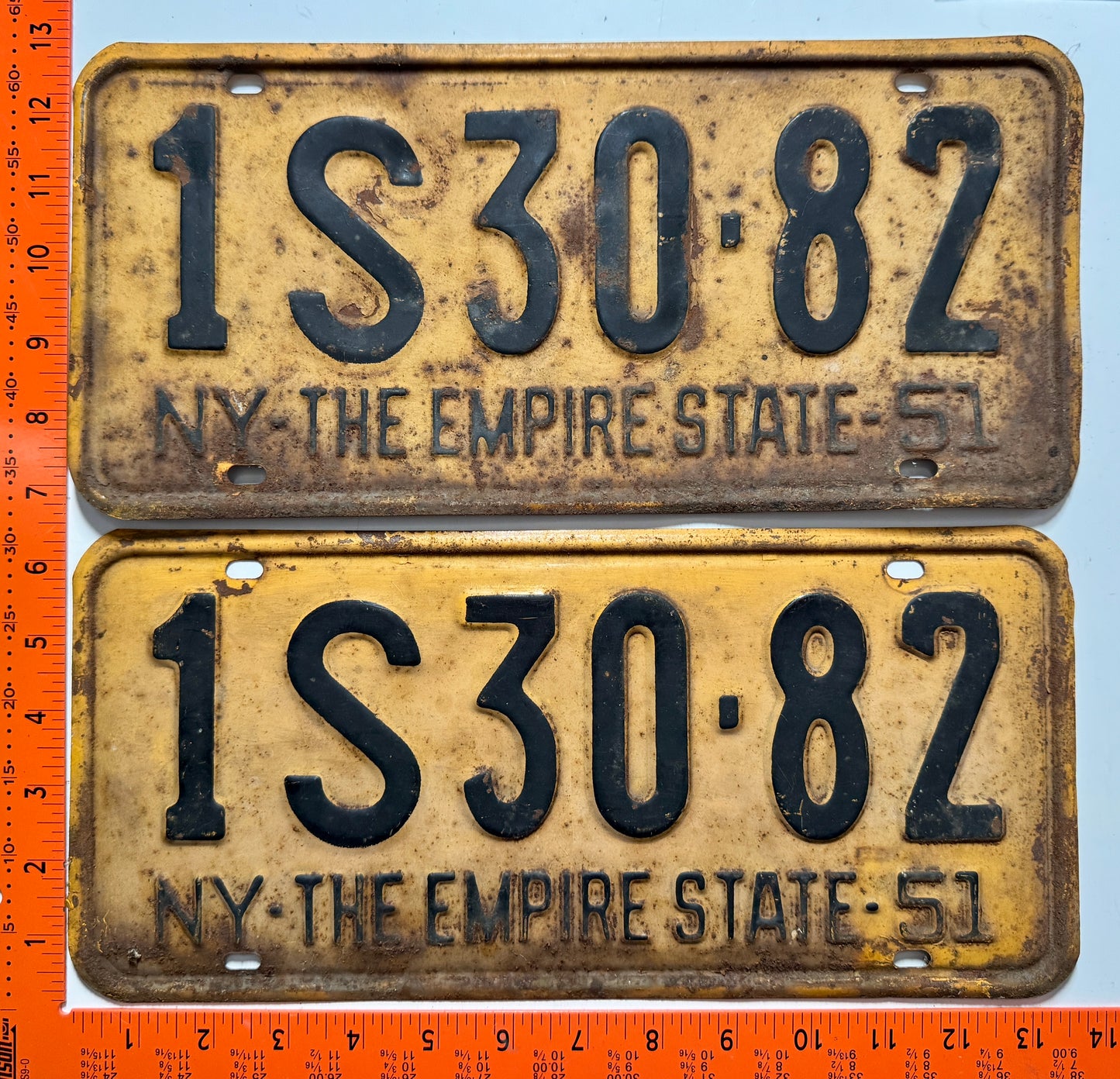 1951 New York #1S30-82 Passenger License Plate (Pair)