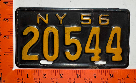 1956 New York #20544 Motorcycle License Plate
