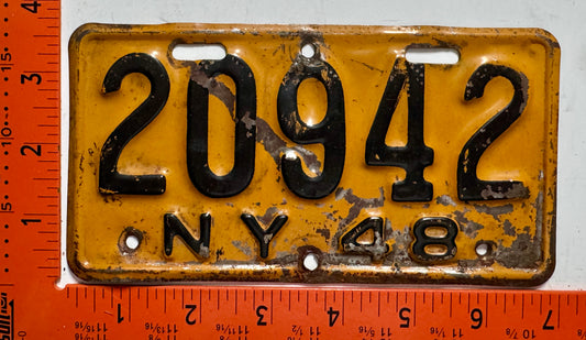 1948 New York #20942 Motorcycle License Plate