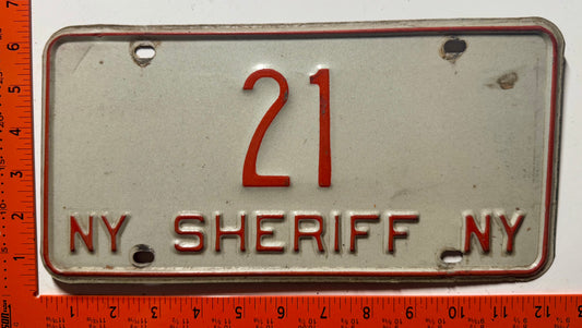 1973 base New York #21 Sheriff License Plate