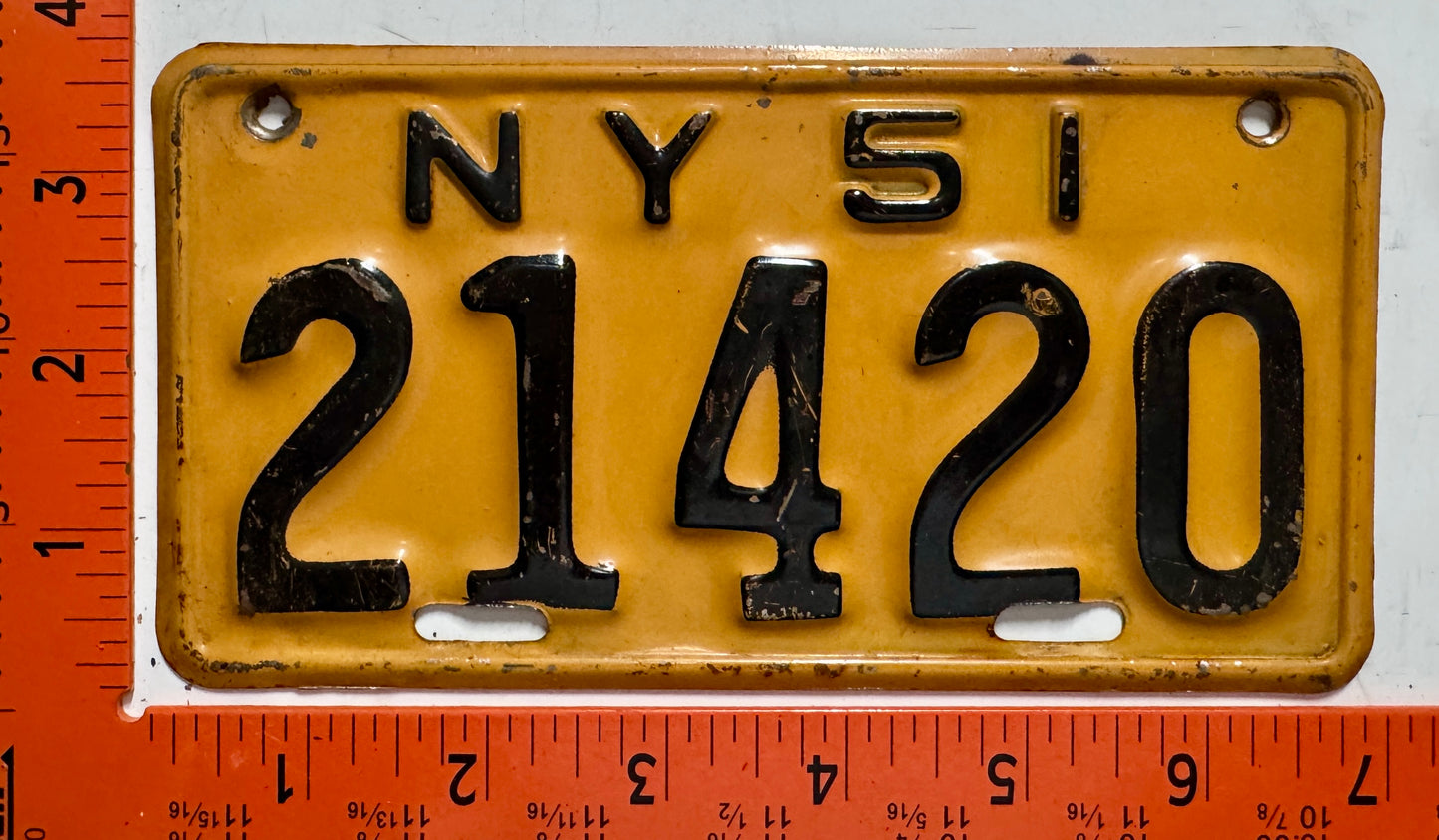 1951 New York #21420 Motorcycle License Plate