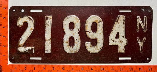 1911 New York #21894 Passenger License Plate