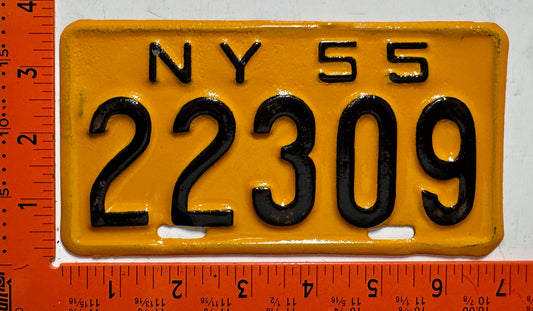 1955 New York #22309 Motorcycle License Plate (Repaint)