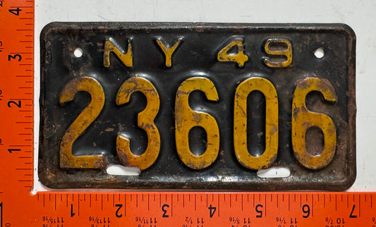 1949 New York #23606 Motorcycle License Plate