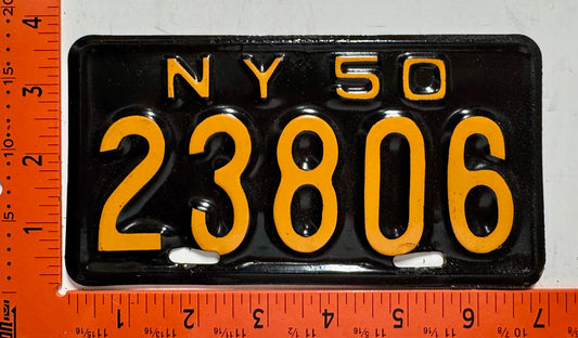 1950 New York #23806 Motorcycle License Plate