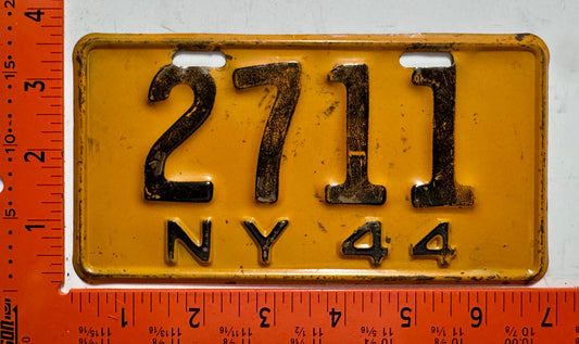 1944 New York #2711 Motorcycle License Plate