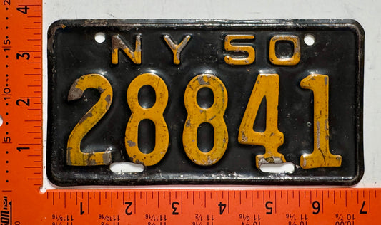 1950 New York #28841 Motorcycle License Plate