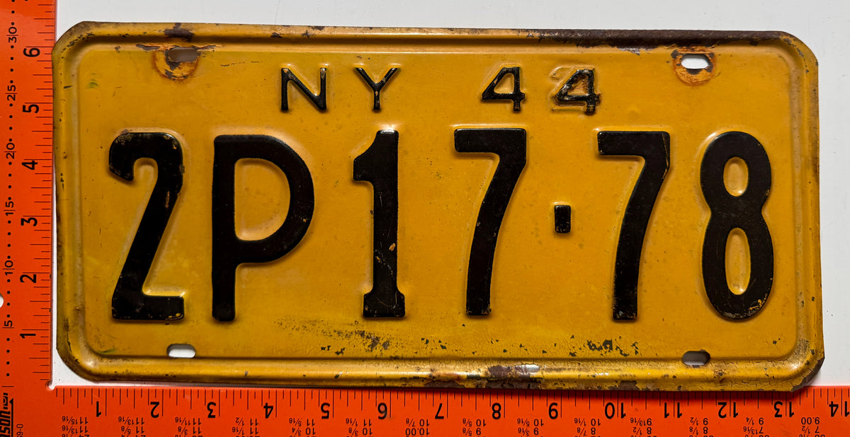 1944 New York #2P 17-78 Passenger License Plate