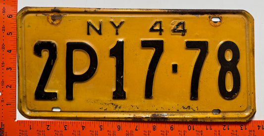 1944 New York #2P 17-78 Passenger License Plate