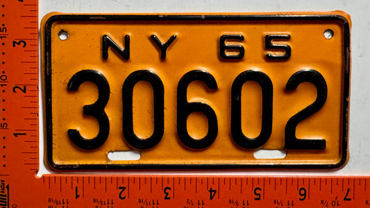 1965 New York #30602 Motorcycle License Plate