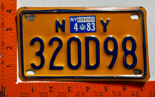 1983 New York #320D98 Motorcycle License Plate