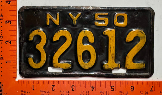 1950 New York #32612 Motorcycle License Plate