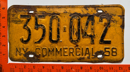 1958 New York #350-042 Commercial License Plate (Crafter)
