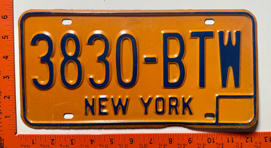 1980 base New York #3830-BTW Passenger License Plate