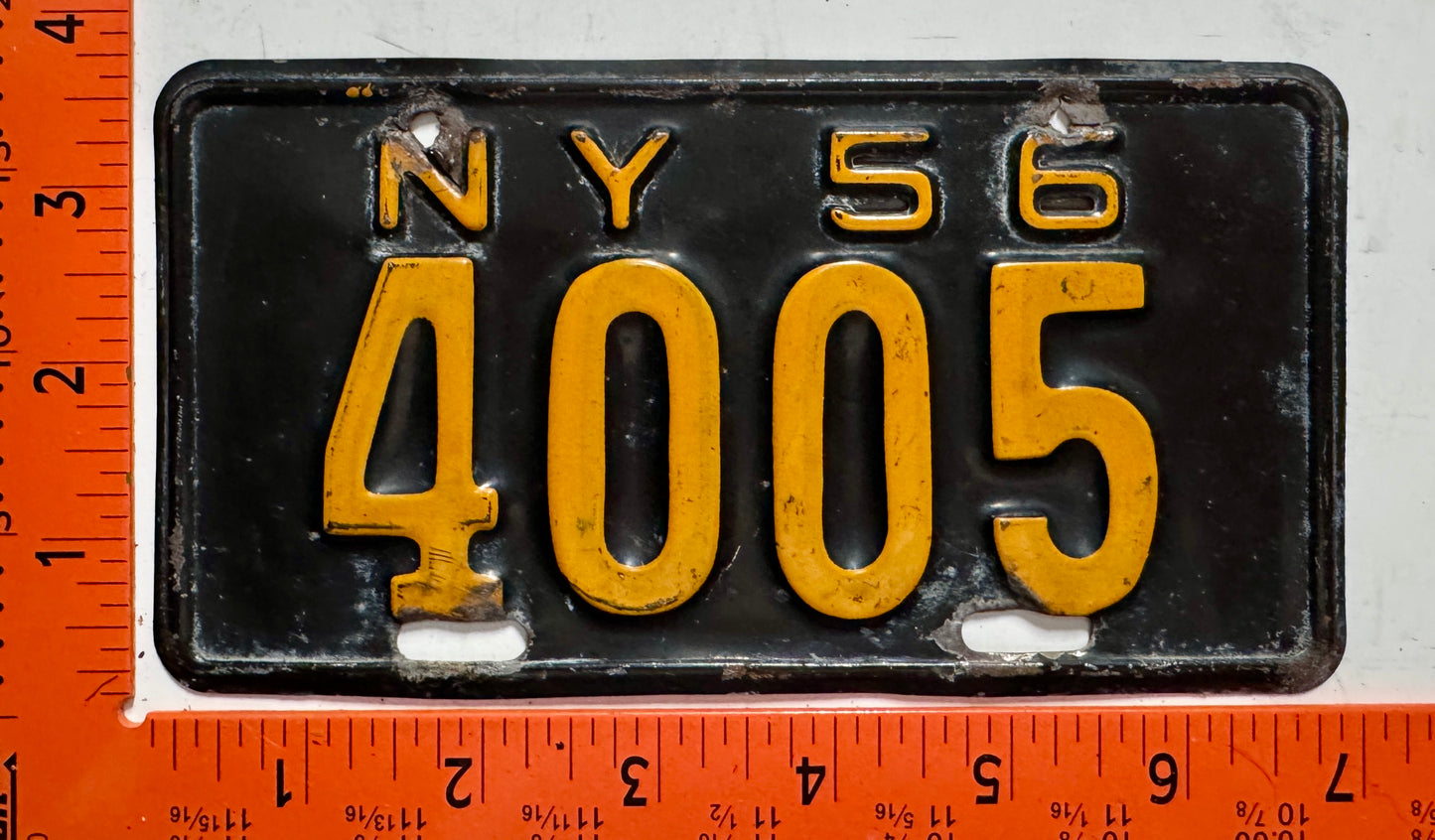 1956 New York #4005 Motorcycle License Plate