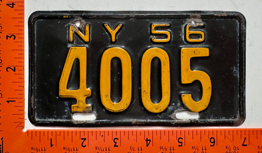 1956 New York #4005 Motorcycle License Plate