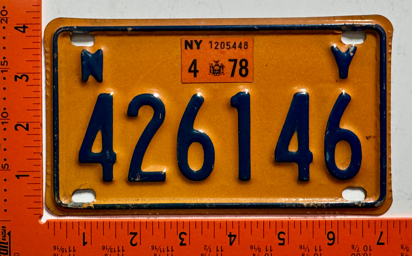 1978 New York #426146 Motorcycle License Plate