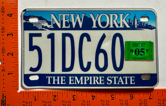 2005 New York #51DC60 Motorcycle License Plate