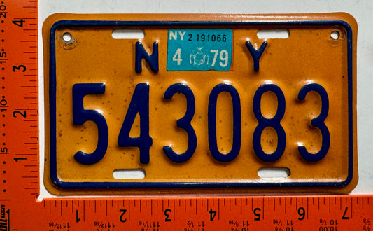 1979 New York #543083 Motorcycle License Plate