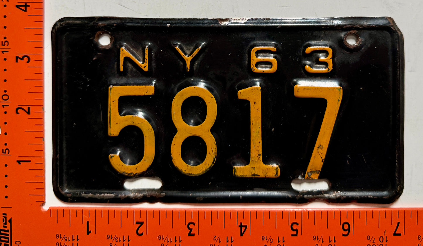 1963 New York #5817 Motorcycle License Plate