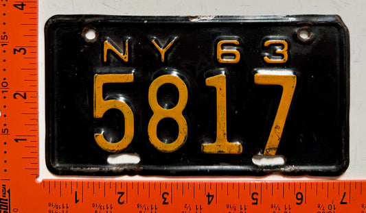 1963 New York #5817 Motorcycle License Plate