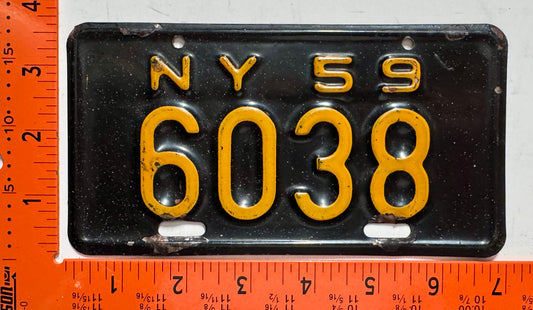 1959 New York #6038 Motorcycle License Plate