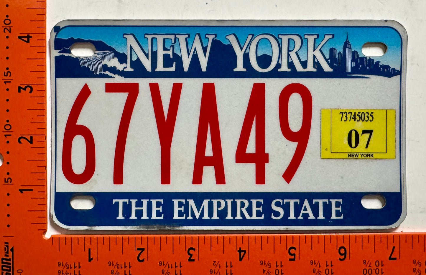 2007 New York #67YA49 ATV License Plate