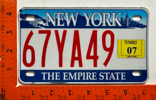 2007 New York #67YA49 ATV License Plate