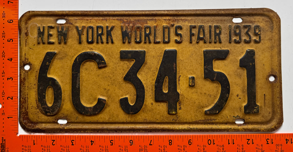1939 New York #6C34-51 Passenger License Plate