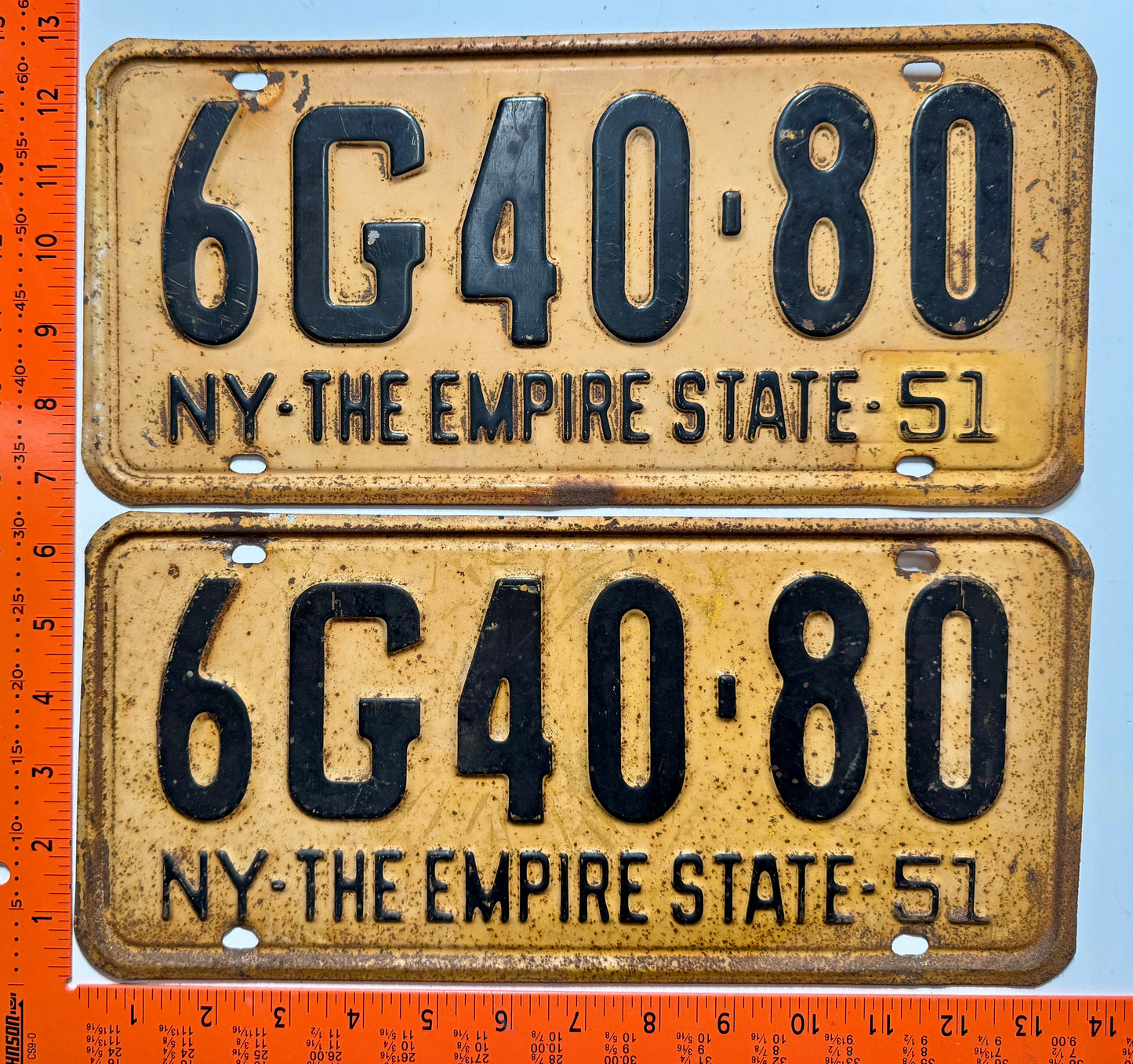 1951 New York #6G40-80 Passenger License Plate (Pair)