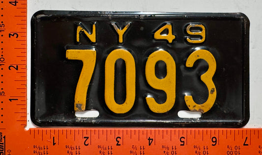 1949 New York #7093 Motorcycle License Plate