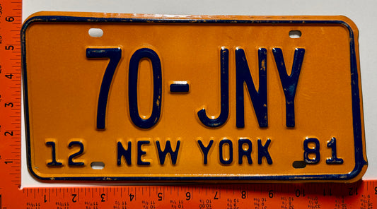 1981 New York #70-JNY Criminal Court Judge License Plate