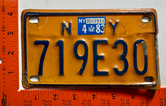 1983 New York #719E30 Motorcycle License Plate