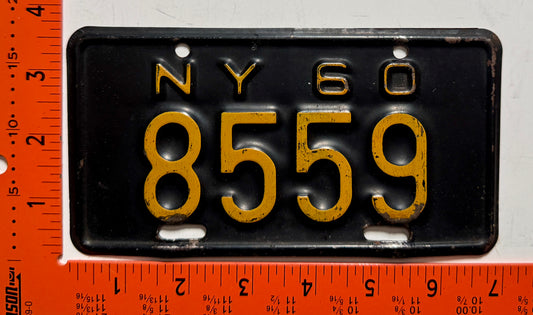 1960 New York #8559 Motorcycle License Plate