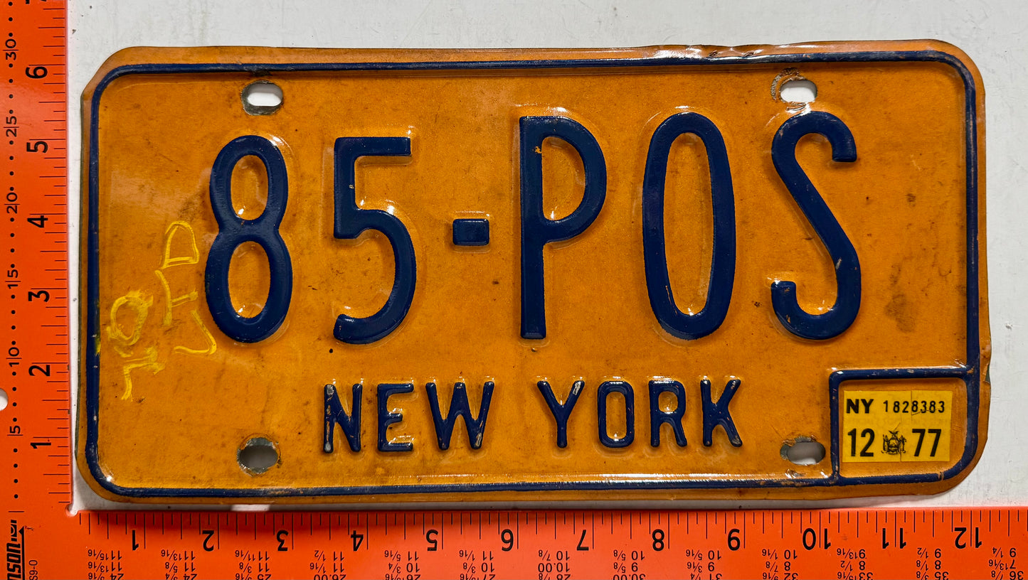 undated New York #85-POS Passenger License Plate (Crafter)