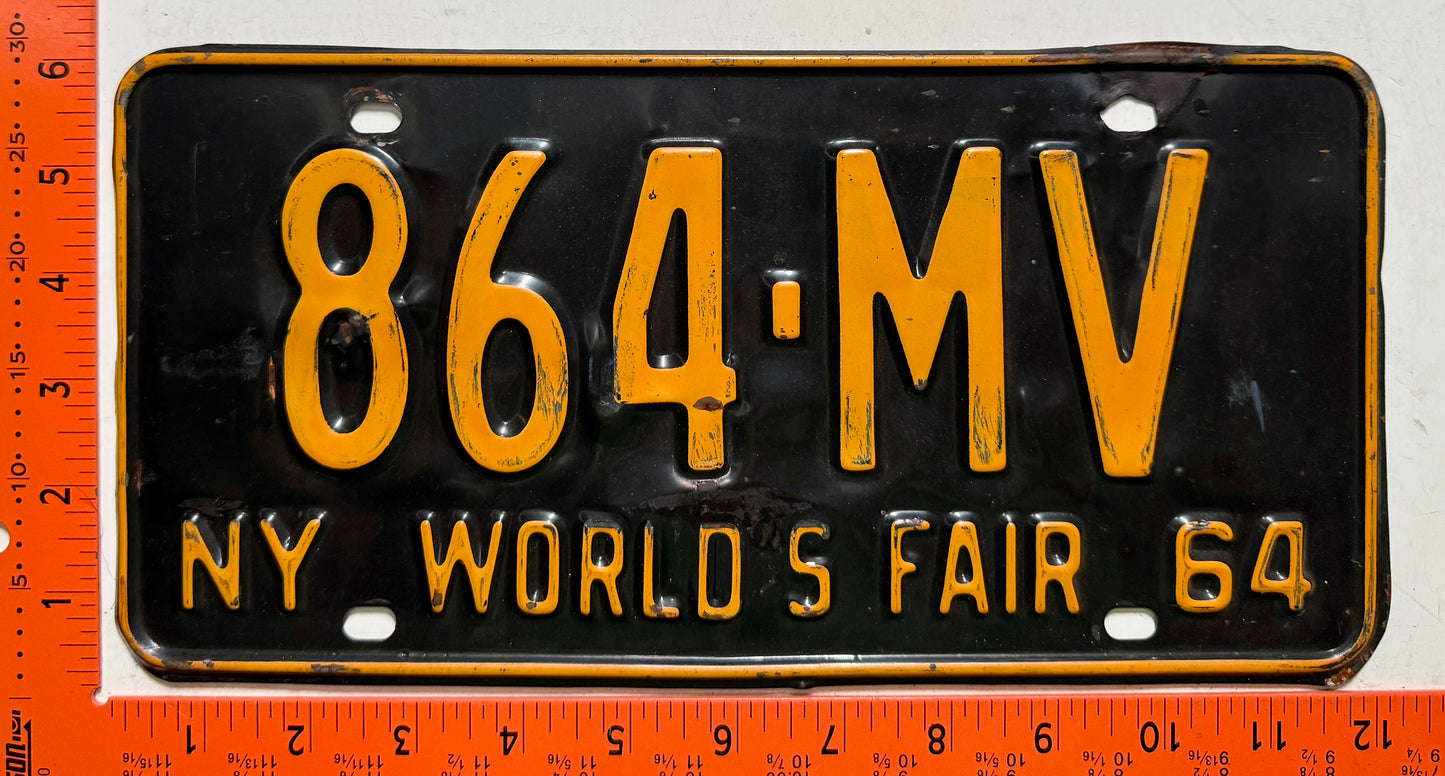 1964 New York #864-MV Passenger License Plate
