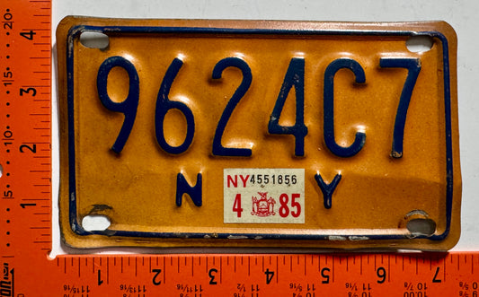 1985 New York #9624C7 Moped License Plate