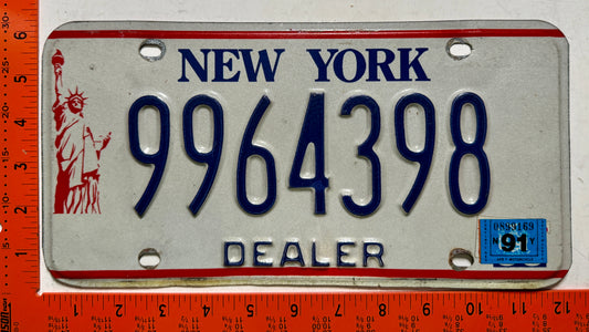 1991 New York #9964398 Dealer License Plate